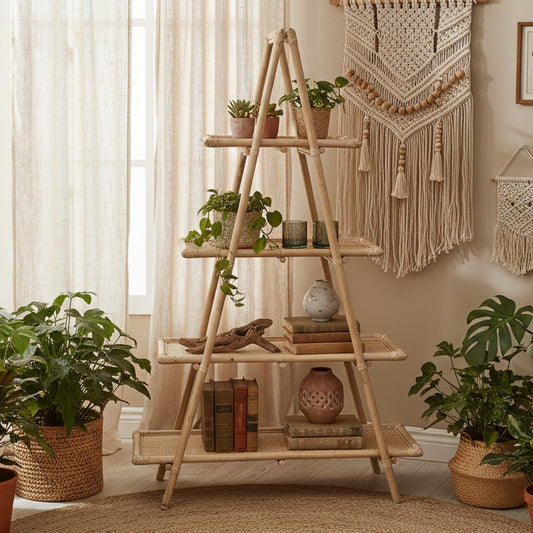 Coastal Rattan A-Frame Shelf Unit