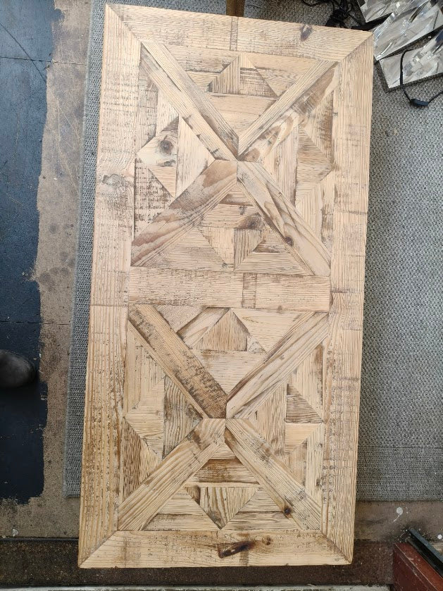 Rustic Pine Parquetry Top Coffee Table