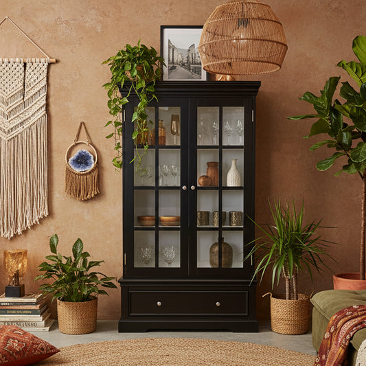 Blacksmith Display Cabinet Black with white interior