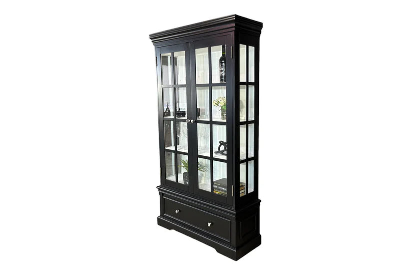 Blacksmith Display Cabinet Black with white interior