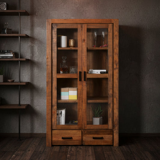 Loft Solid Pine Display Cabinet - Large