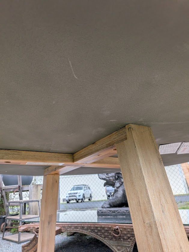Casi Concrete 1500 round Dining Table with Acacia Base