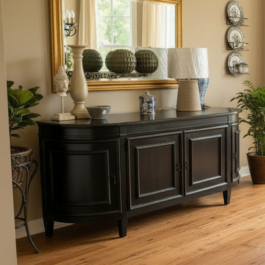 Classic Francia Curved Sideboard - Black 212cm