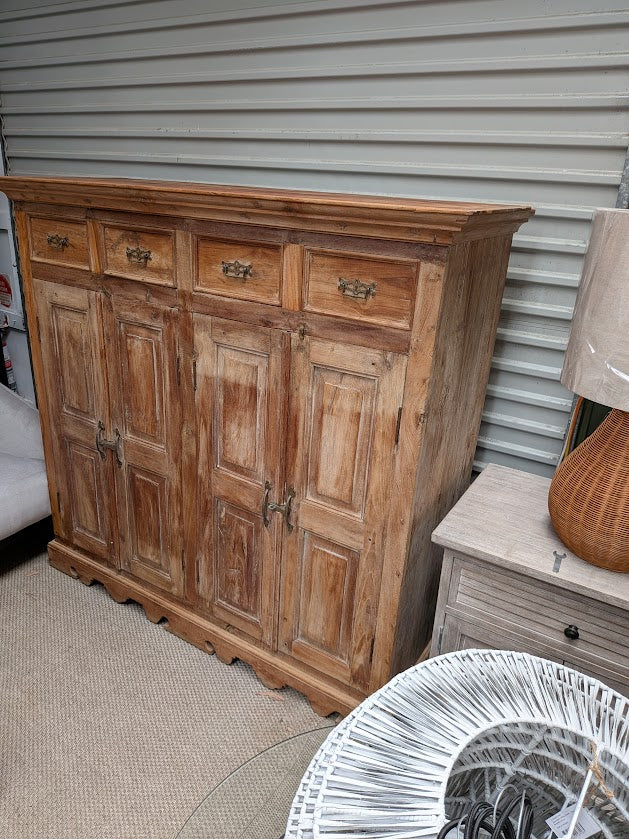 Rustic 4 Door/Draw Tall Hardwood Sideboard