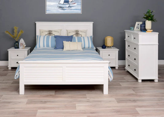 Palm Cove White Bed - Queen/King
