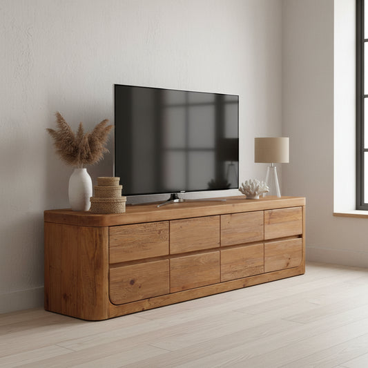 Naturo Curved Recycled Timber Media Unit 2000