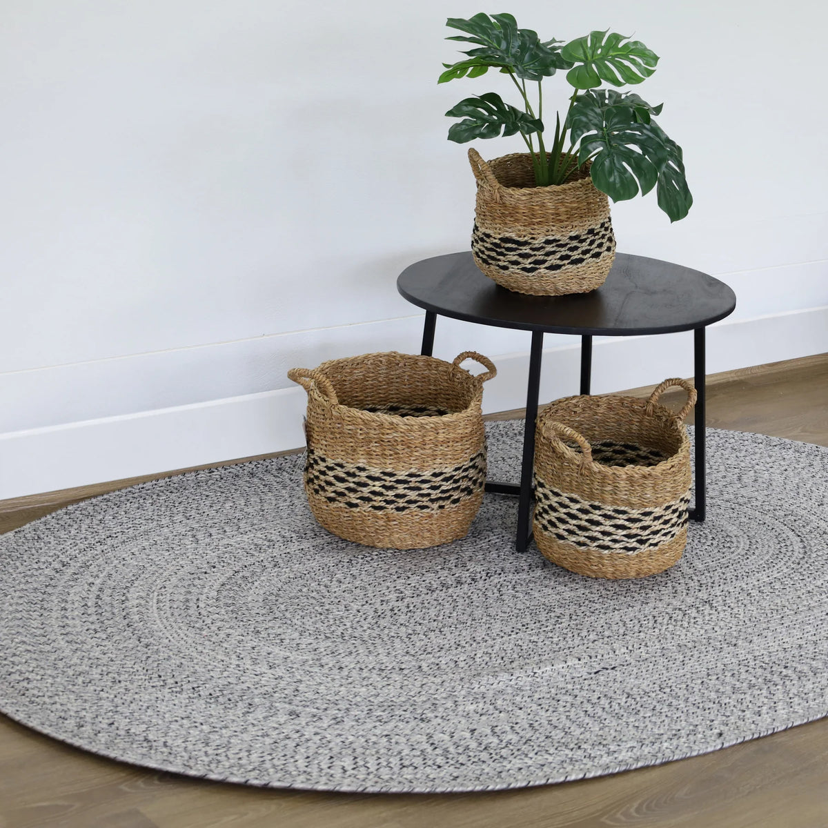 Tula Grey Oval Indoor Outdoor Rug