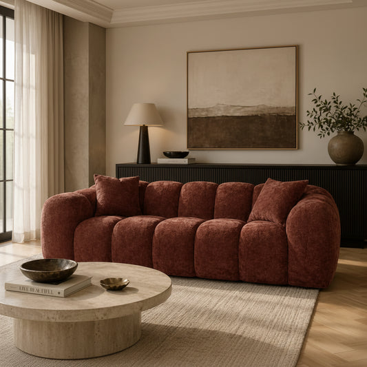 Belle 3 Seat Sofa in Desert Storm Chenile Fabric