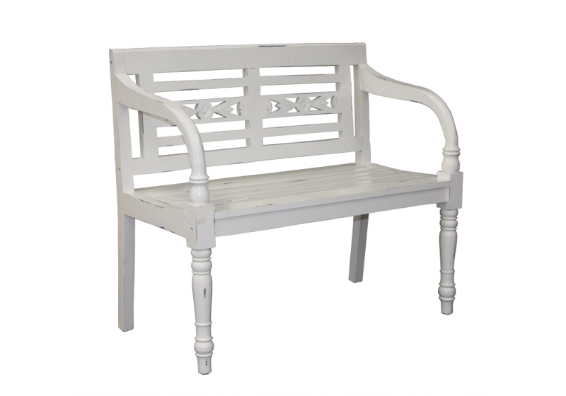 H + Y White Timber Garden Bench