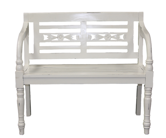 H + Y White Timber Garden Bench