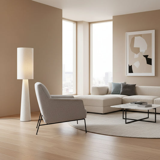 MRD White Boucle Floor Lamp