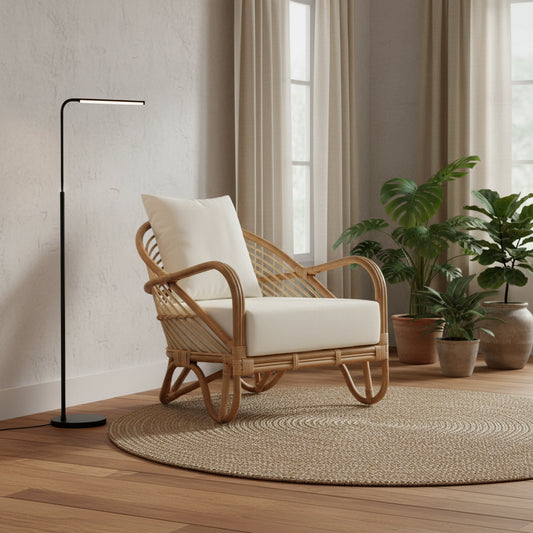 H + Y Cabana Armchair Natural or Black w White Fabric Cushions