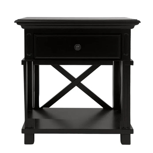 Hamptons Bedside Table W/Drawer Black Sorrento