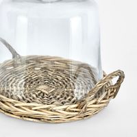 WILLOW Cane Plate with Glass Clouche Large