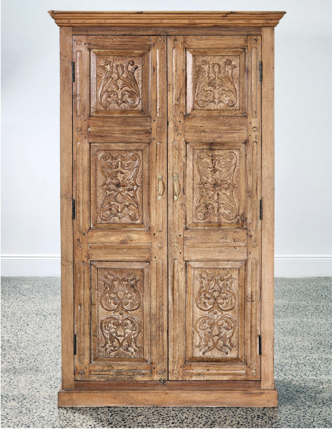 Indo Carved Recycled Teak Cupboard