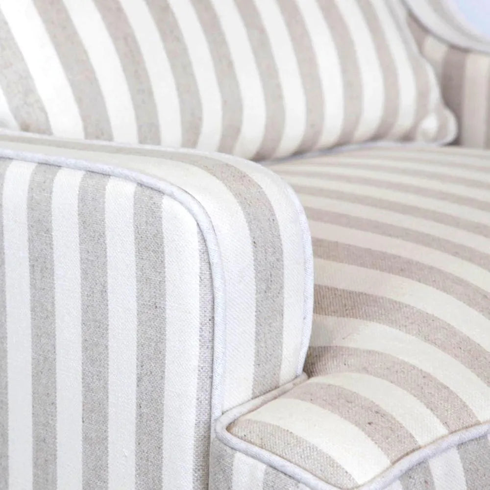 Kiama Armchair Natural Stripe W/White Piping