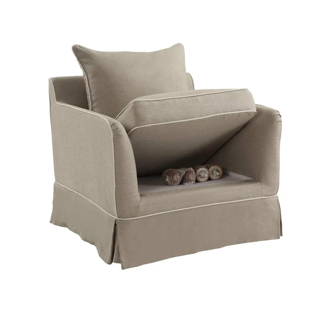 Mosman Armchair Natural with White Piping