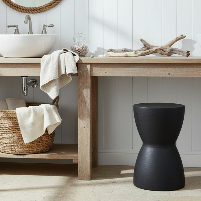 Poppie Paulownia Wood Stool / Side Table in Charcoal