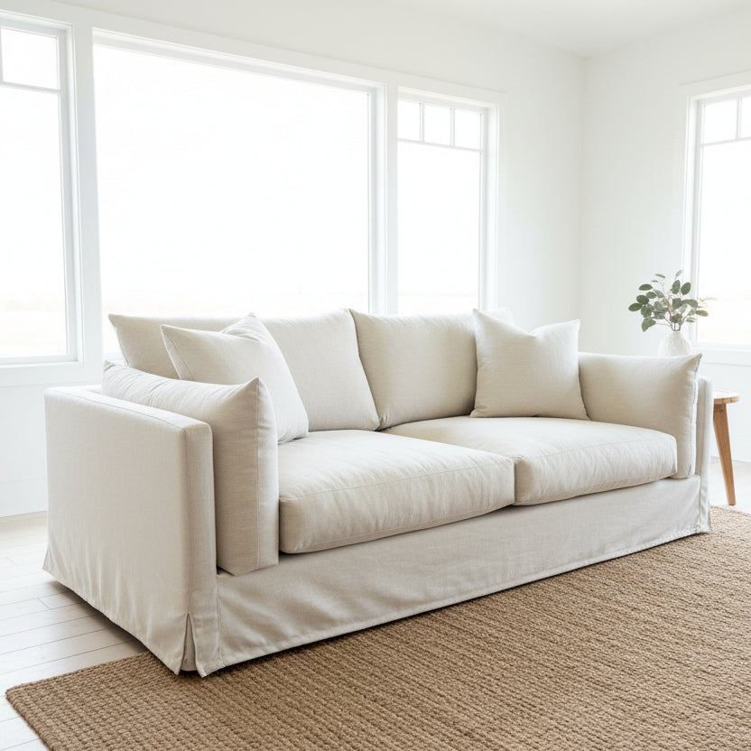 Baxter 3s Sofa with Removable Covers Australian Made in Yellow Code Fabrics