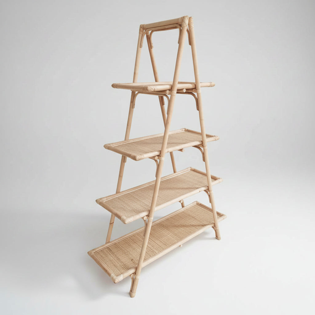Coastal Rattan A-Frame Shelf Unit