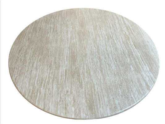 Travertine Style Round Dining Table - 120cm