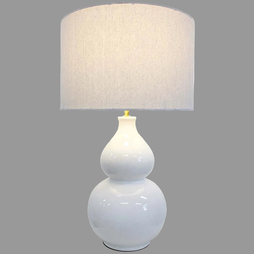Aura Lamp White with Linen Shade