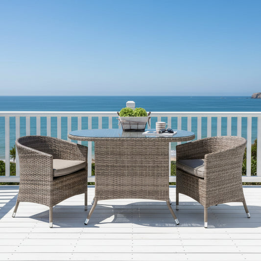 Honeymoon Outdoor 3pc Setting - Aluminium / PE Wicker
