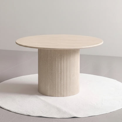 Travertine Style Round Dining Table - 120cm