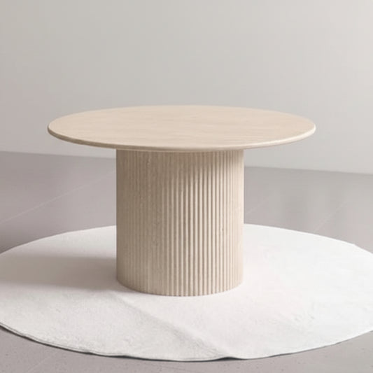 Travertine Style Round Dining Table - 120cm
