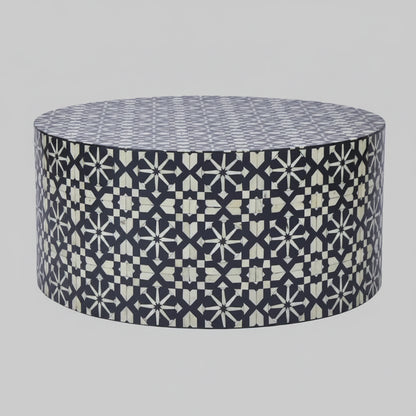 Adina Bone Inlay Round Coffee Table Grey/White