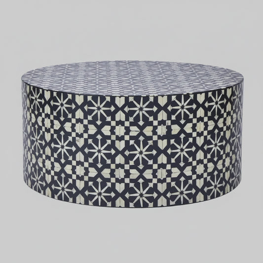 Adina Bone Inlay Round Coffee Table Grey/White