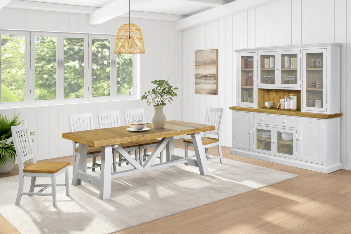 Beachhouse Recycled Timber Sideboard + Glass Hutch