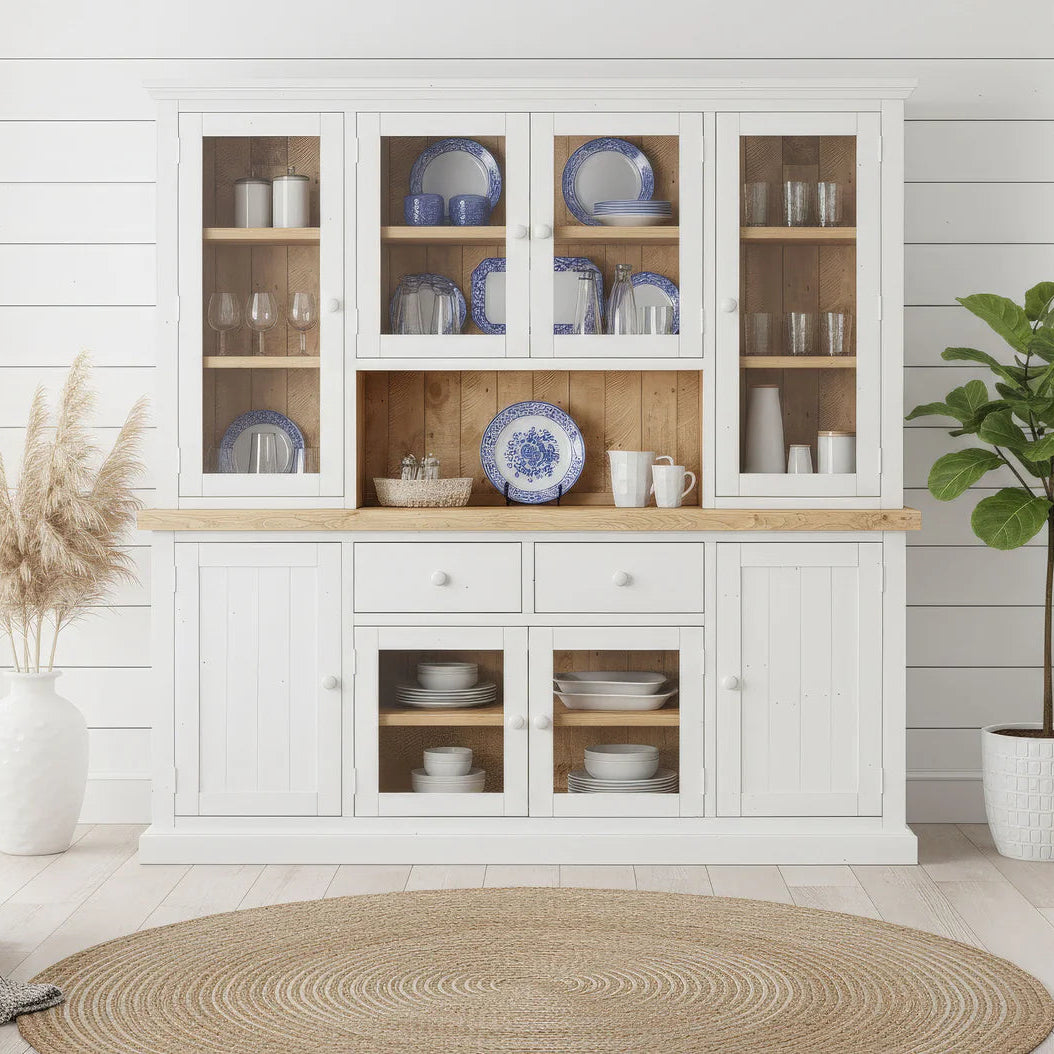 Beachhouse Recycled Timber Sideboard + Glass Hutch