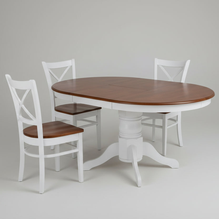Benowa Round Extension Dining Table White/Timber