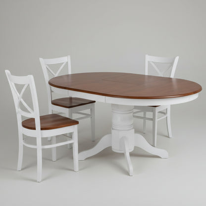 Benowa Round Extension Dining Table White/Timber