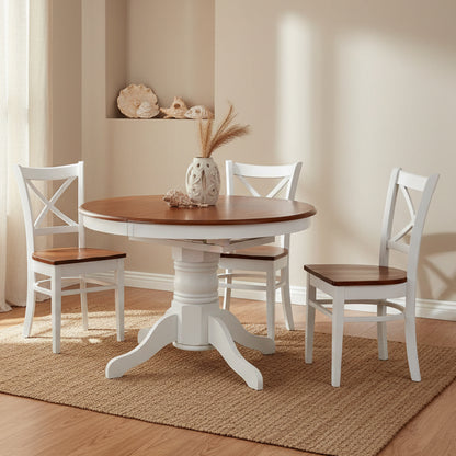Benowa Round Extension Dining Table White/Timber