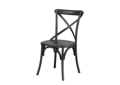 Cross Back Dining Chair - Black - Timber Seat