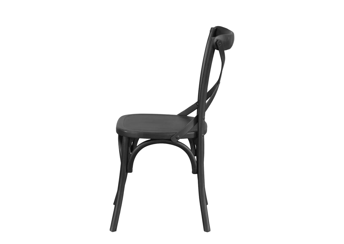 Cross Back Dining Chair - Black - Timber Seat