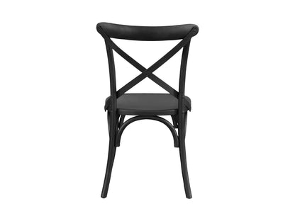 Cross Back Dining Chair - Black - Timber Seat