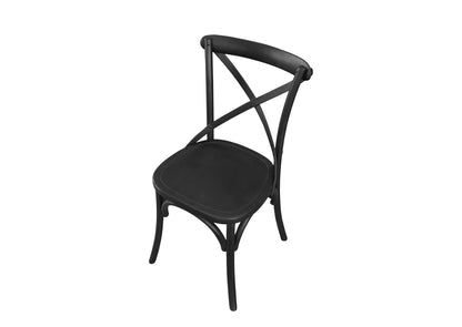 Cross Back Dining Chair - Black - Timber Seat