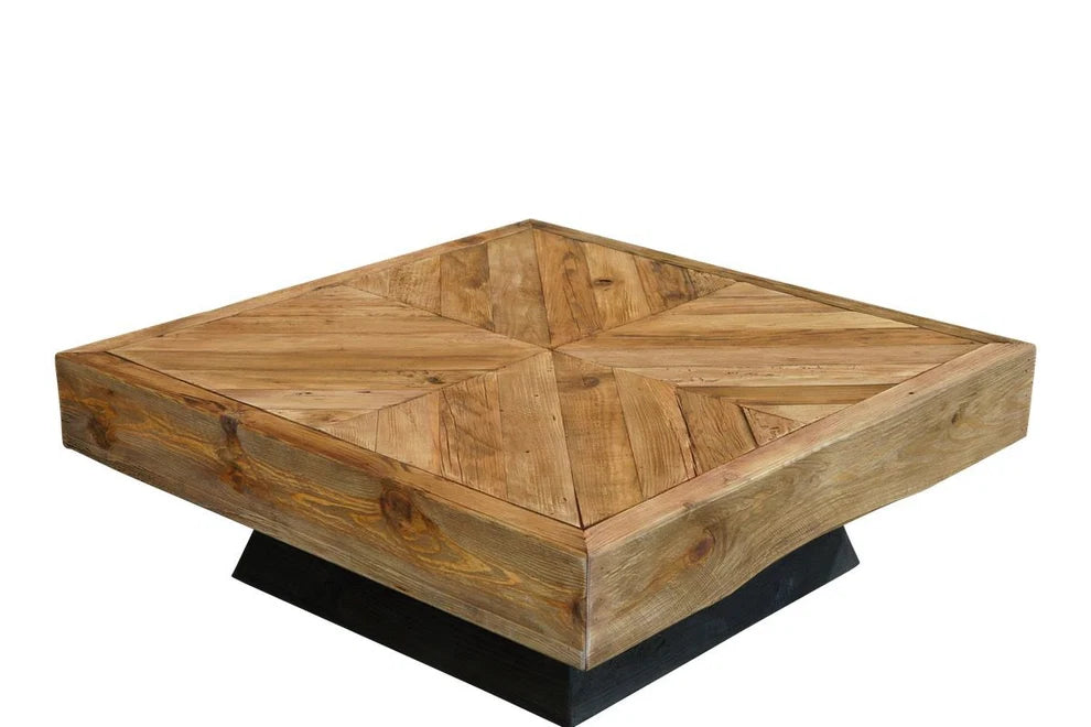 Rustika Square Coffee Table - Recycled Timber 100 x 100 black base