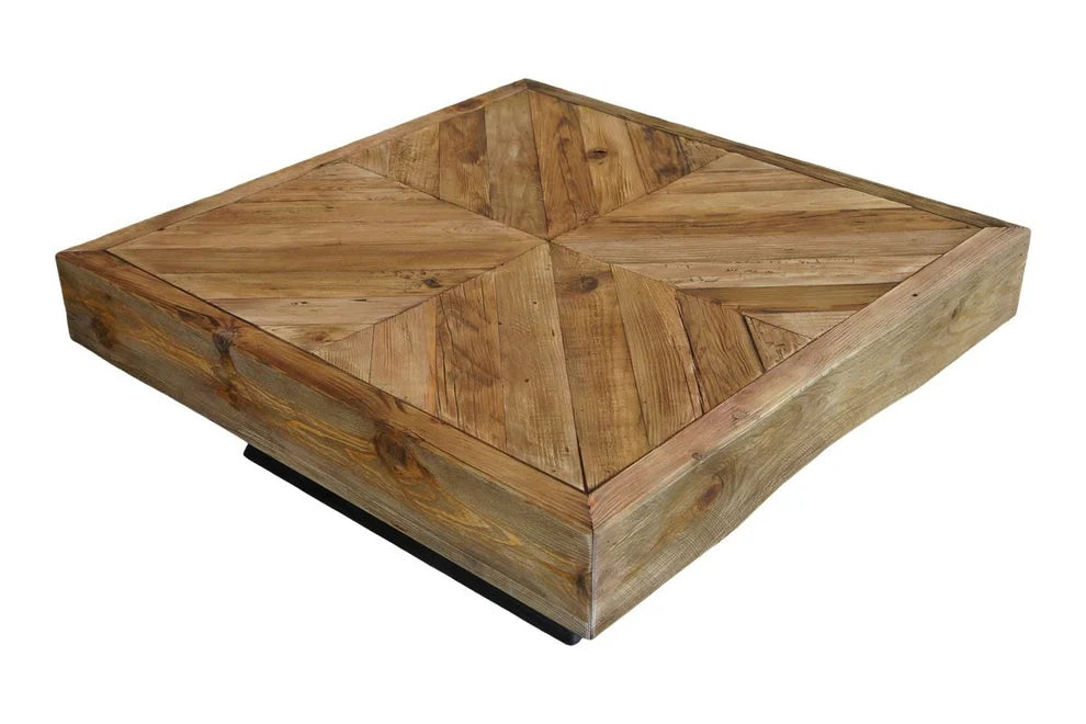 Rustika Square Coffee Table - Recycled Timber 100 x 100 black base