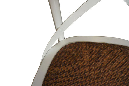 Cross Back Dining Chair - White - Rattan Seat