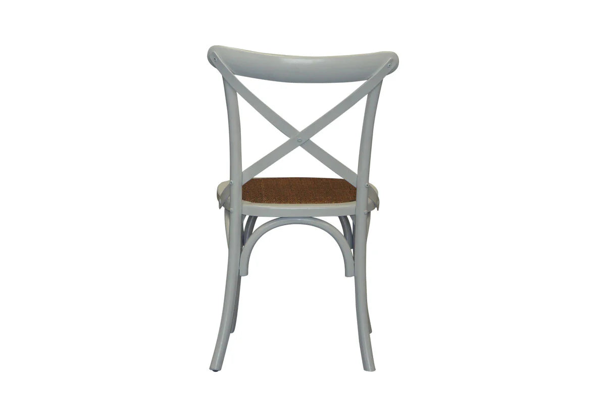 Cross Back Dining Chair - White - Rattan Seat
