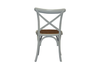 Cross Back Dining Chair - White - Rattan Seat