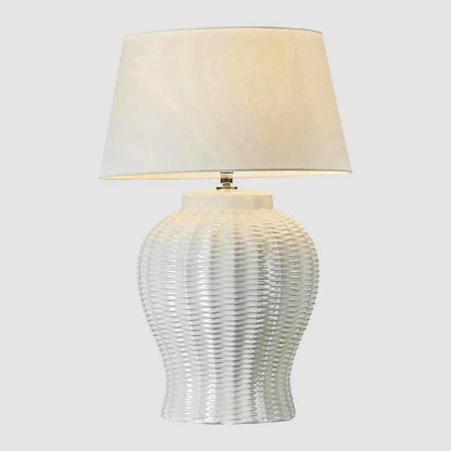 Drawbridge Ceramic Table Lamp Base White with XXL DRUM LAMP SHADE