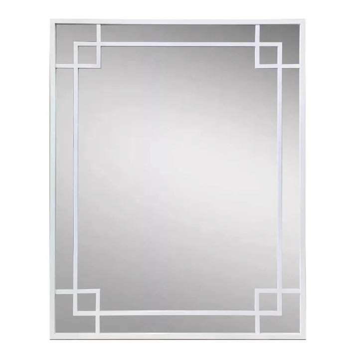 Hamptons Large 160cm White Mirror With Corner Detail