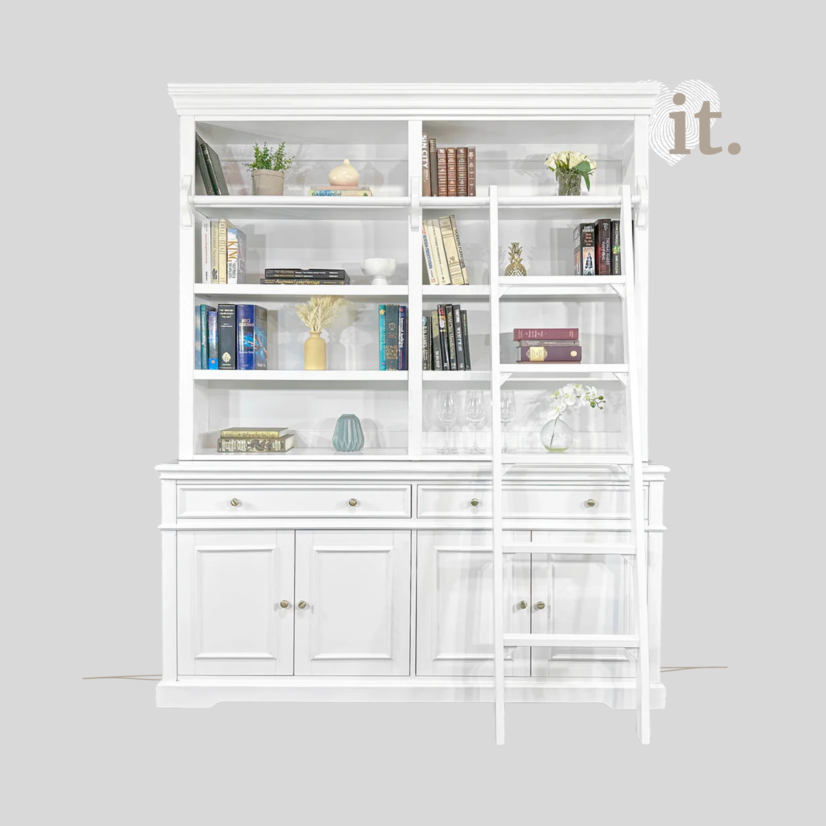 Westport Sideboard with Library Hutch and Ladder