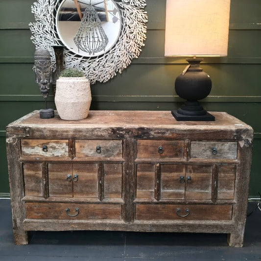 Salvaged Rustic Hardwood Sideboard w/ 6 Draws