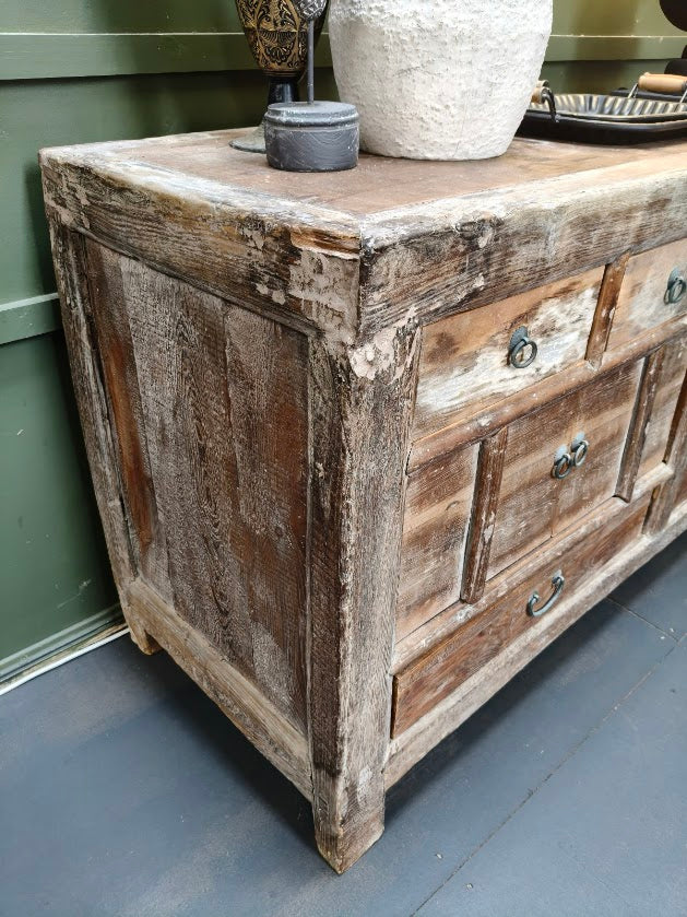 Salvaged Rustic Hardwood Sideboard w/ 6 Draws